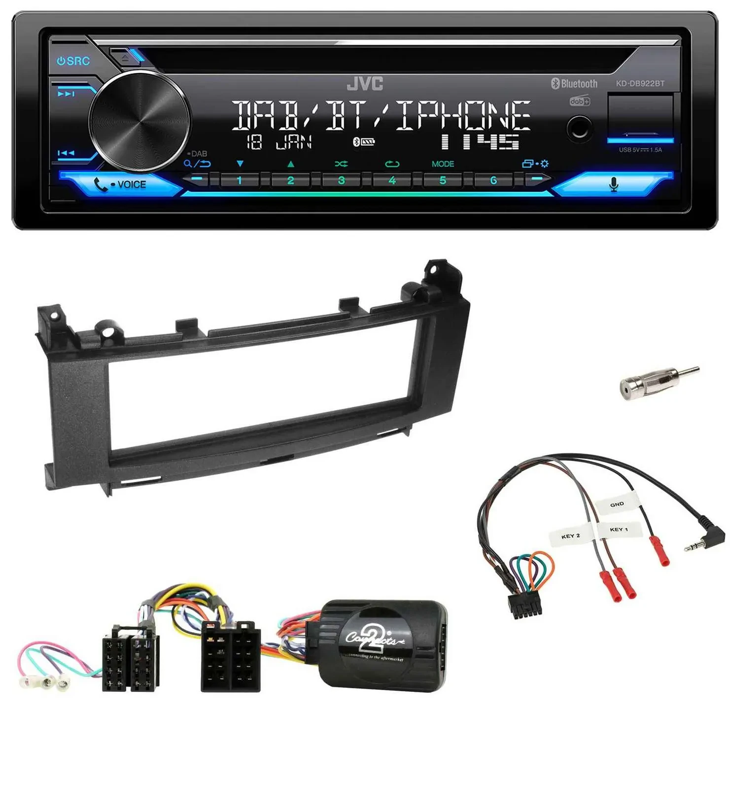 JVC Bluetooth Lenkrad USB DAB CD Autoradio für Mercedes A-Klasse B-Klasse 2005-2