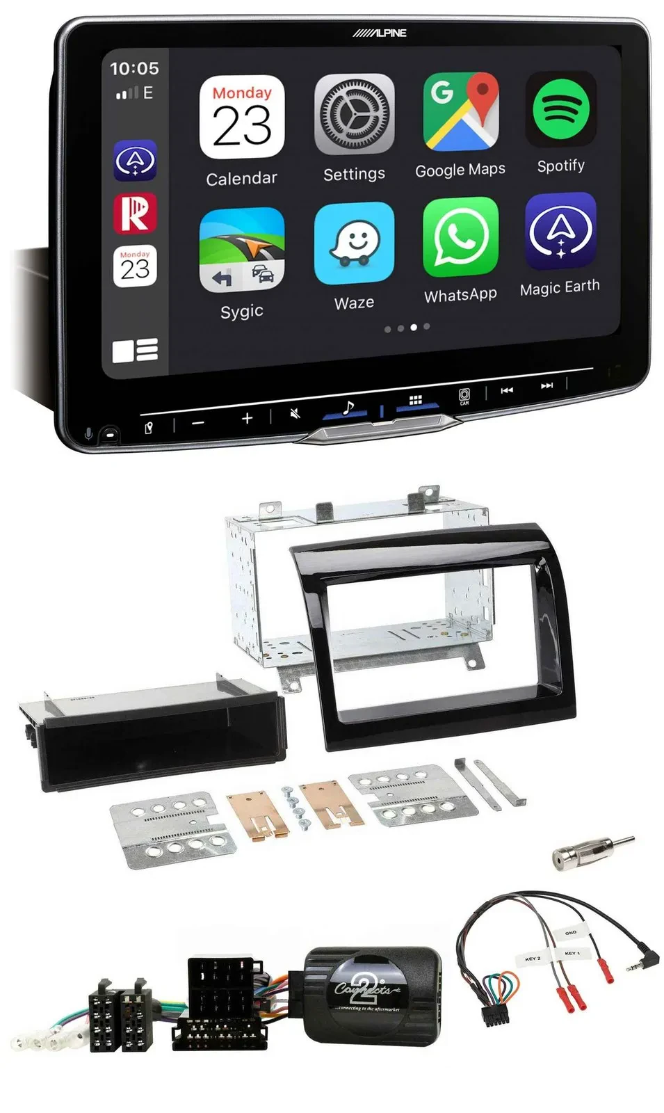 Автомагнитола для Fiat Ducato (2012–2015) Alpine Bluetooth, USB, DAB, управление с руля, черный (piano black)