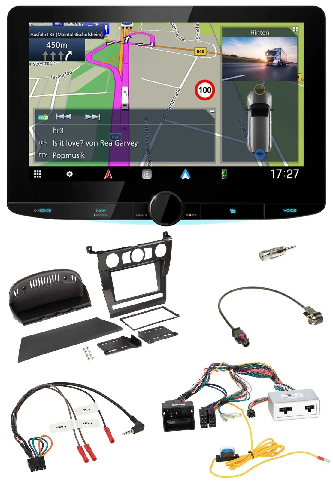 Kenwood Bluetooth DAB TMC 2DIN Lenkrad USB Navigation für BMW 5er 2007 E60 ohne