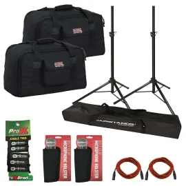 Gator GPA-TOTE8 Speaker Tote Bags for Compact 8" Cabinets Pair + Stands Package