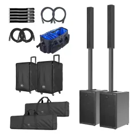 RCF EVOX-J9 Active 12" Column Array Black 2-Pack with Rolling Covers