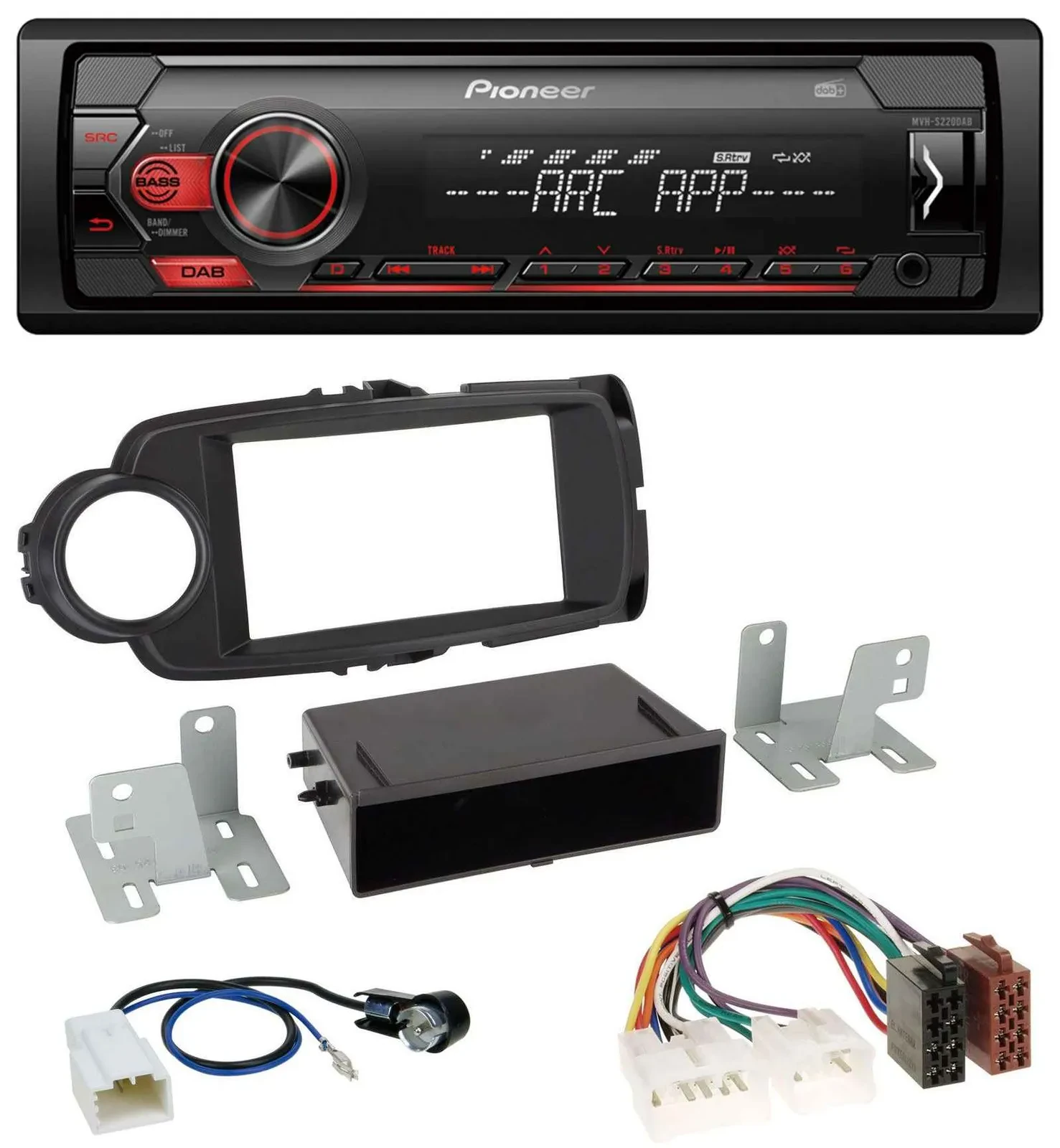 Pioneer DAB 1DIN MP3 AUX USB Autoradio für Toyota Yaris (11-14) - schwarz