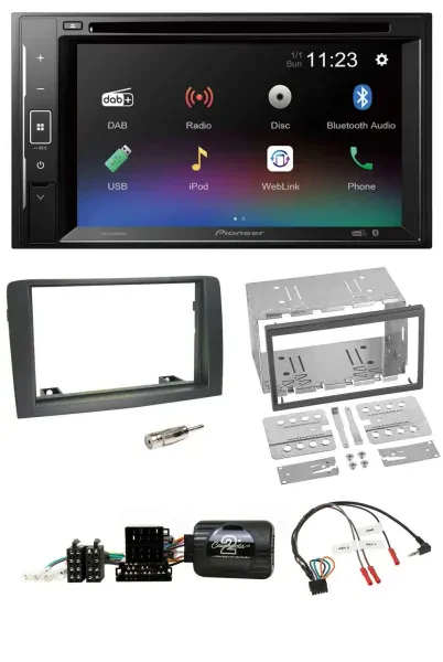 Pioneer Bluetooth Lenkrad USB 2DIN DAB DVD Autoradio für Fiat Idea 2006-2012 gra