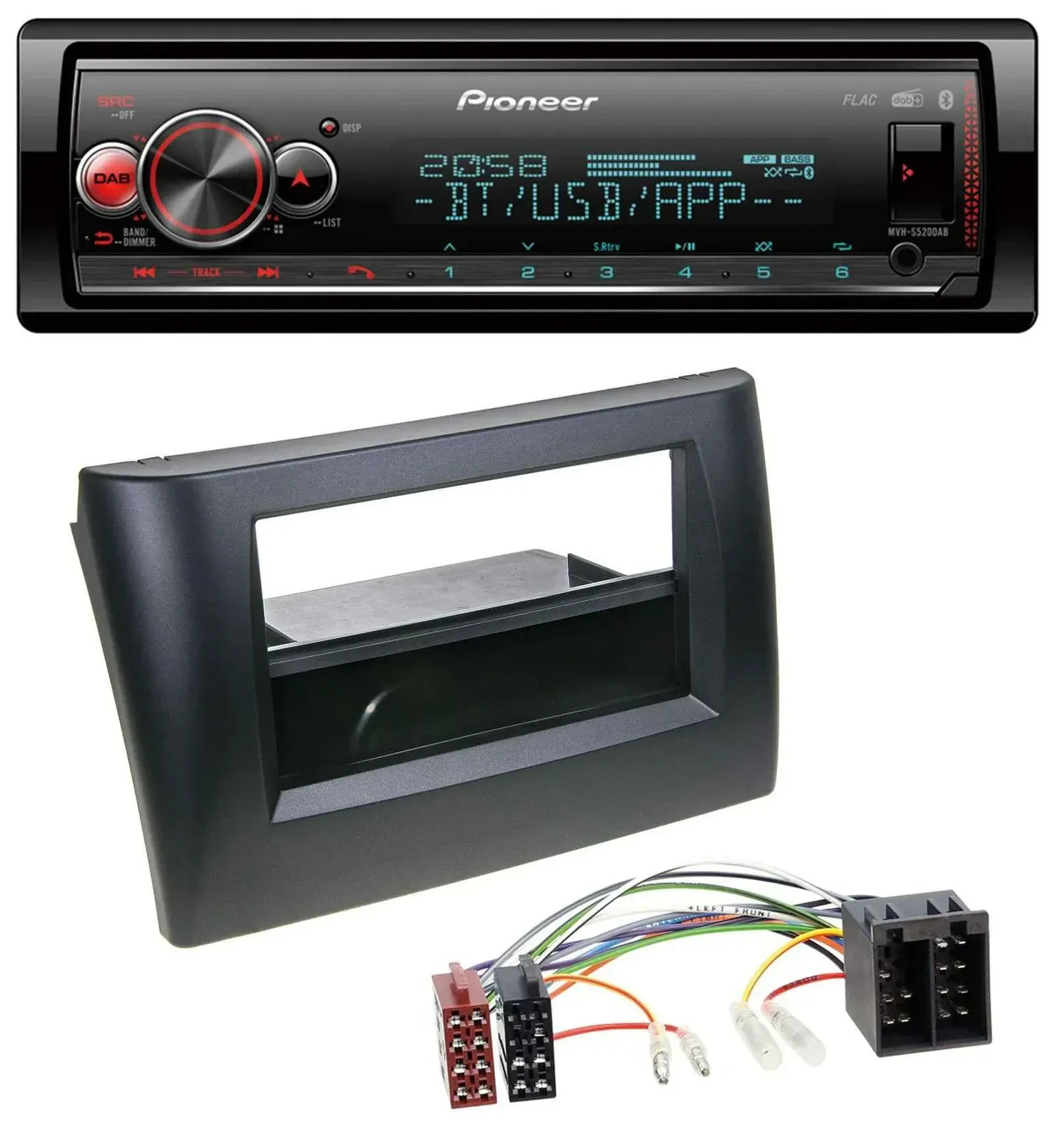 Автомагнитола Pioneer Bluetooth, USB, MP3, DAB для Fiat Stilo (2001–2008) с карманом