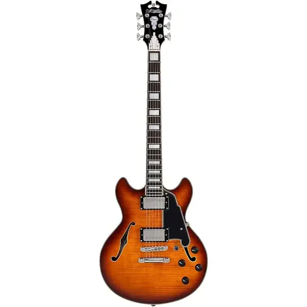 Электрогитара полуакустическая D'Angelico Premier Mini DC Semi-Hollow Guitar Stopbar TP Dark Iced Tea Burst