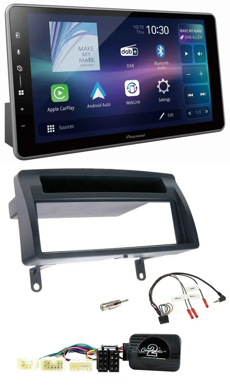 Автомагнитола Pioneer Bluetooth, USB, DAB для Toyota Corolla E12 (2001–2007) с поддержкой кнопок на руле
