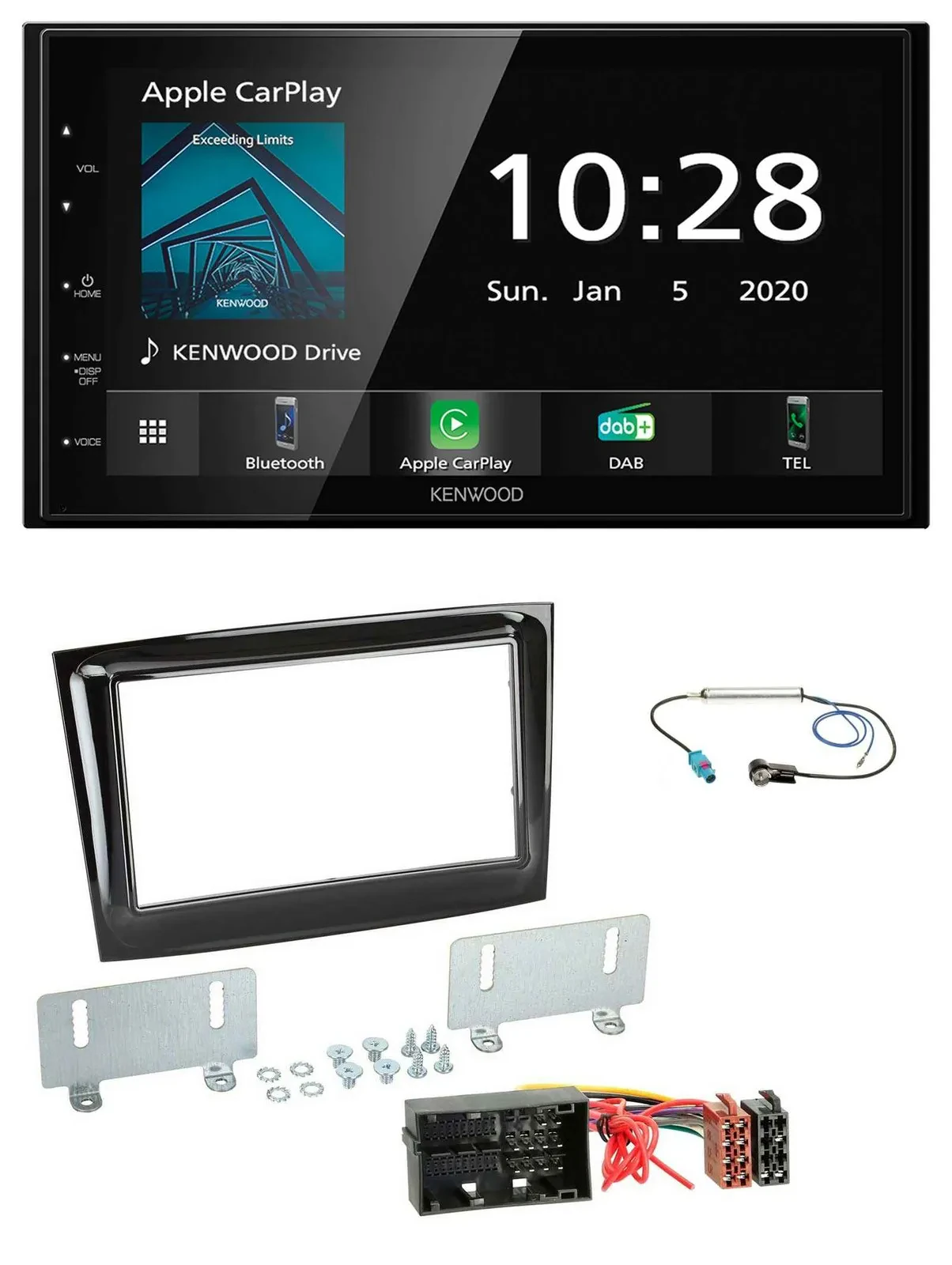 Kenwood Bluetooth MP3 DAB USB 2DIN Autoradio für Fiat Doblo ab 2015 piano schwar