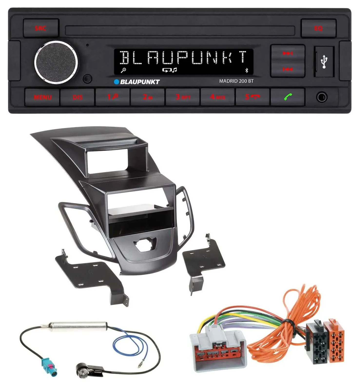 Blaupunkt USB AUX Bluetooth MP3 Autoradio für Ford Fiesta 08-10 Display schwarz