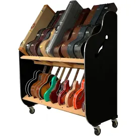 A&S Crafted Products SessionPro DoubleStack Mobile GuitarCase Storage Rack