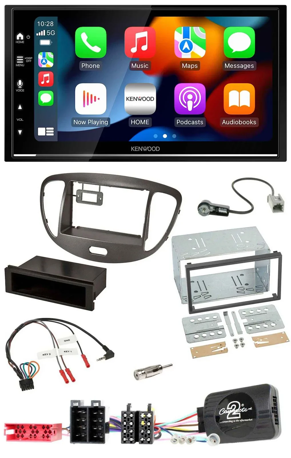 Kenwood DAB USB Bluetooth 2DIN Lenkrad Autoradio für Hyundai i10 2009-13 dunkels