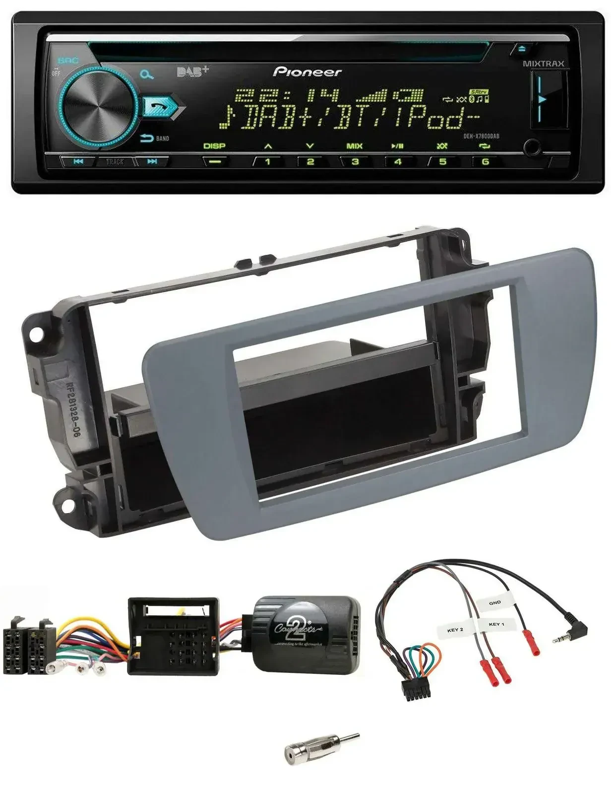 Pioneer DAB Lenkrad CD USB Bluetooth Autoradio für Seat Ibiza conemaragrau