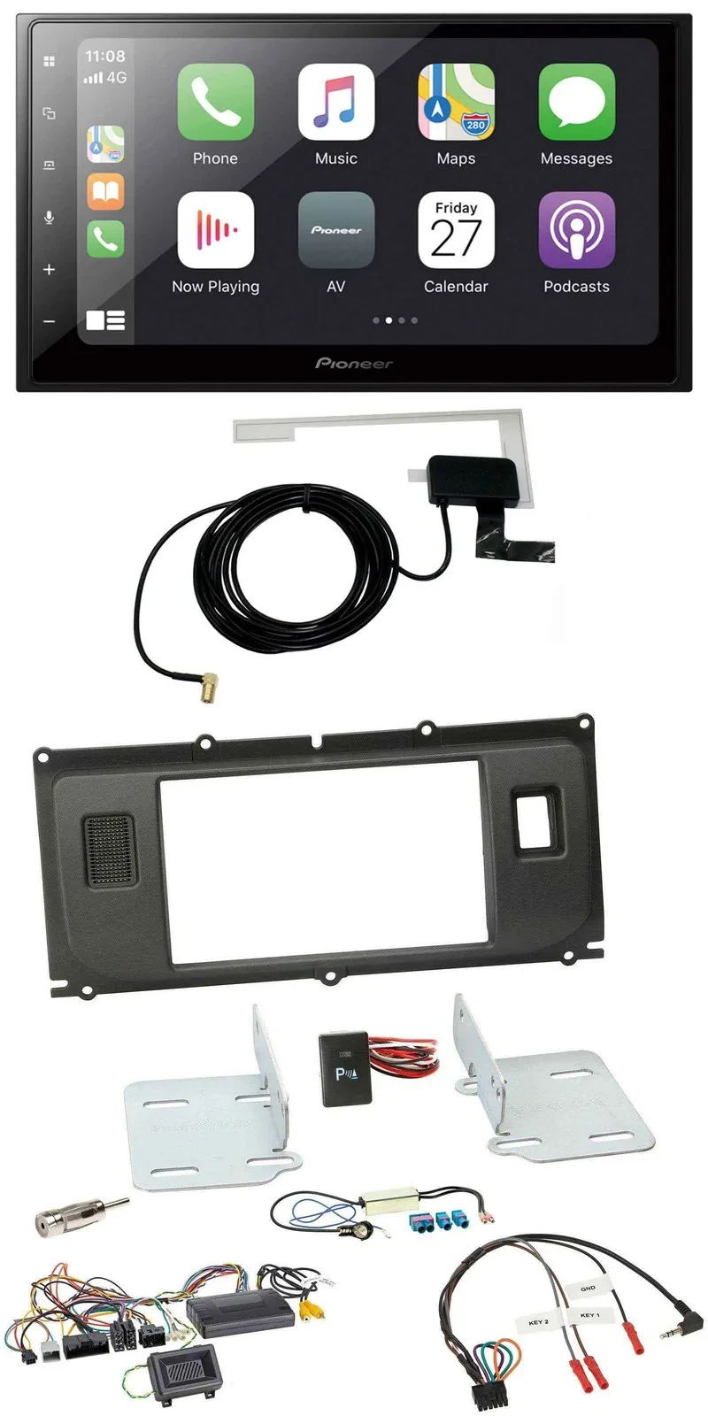 Автомагнитола для Land Rover Evoque (с 2014) Pioneer 2DIN, USB, Bluetooth, DAB, управление с руля