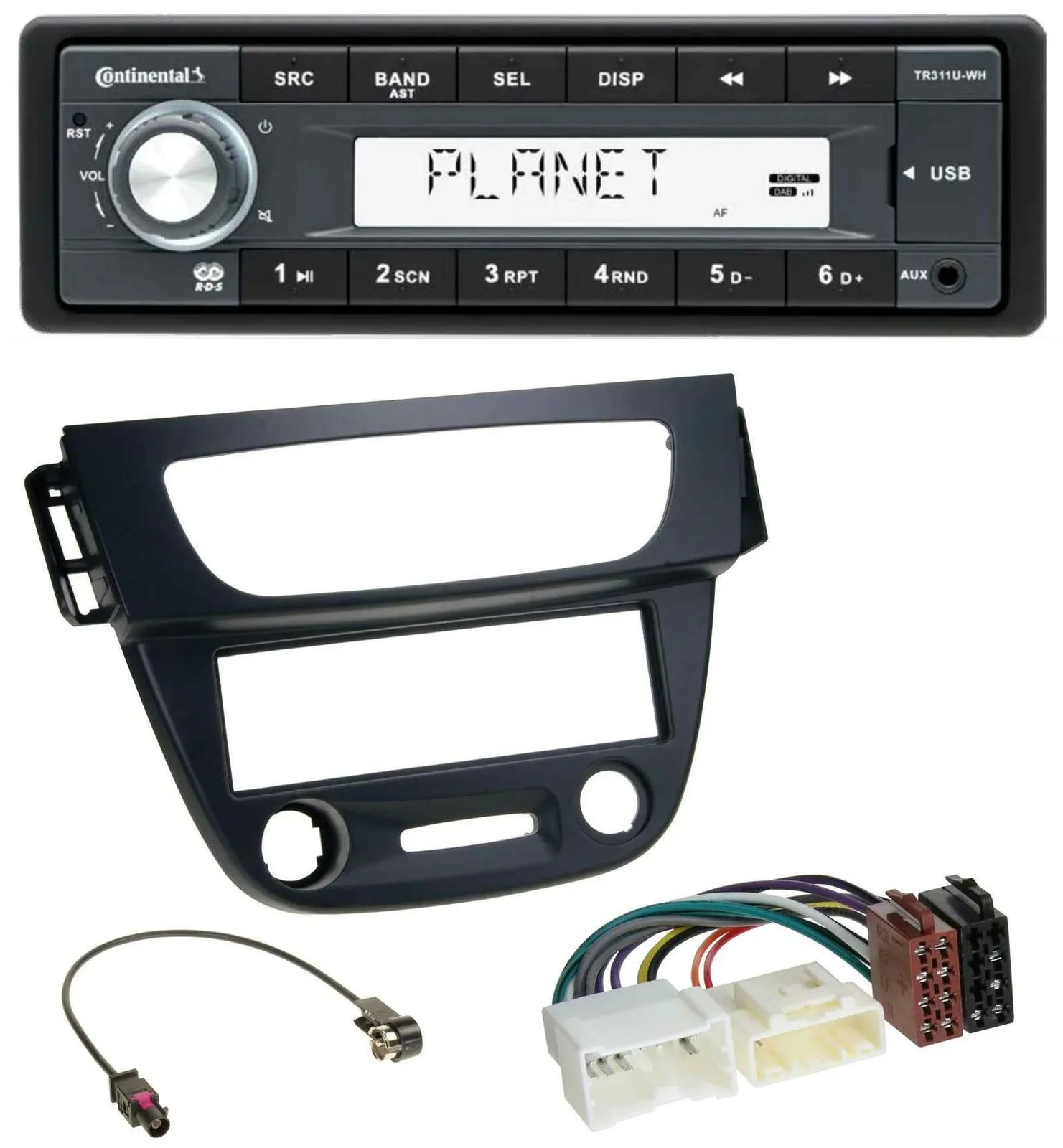 Continental USB MP3 AUX 1DIN Autoradio für Renault Megane 3 09-14 schwarz