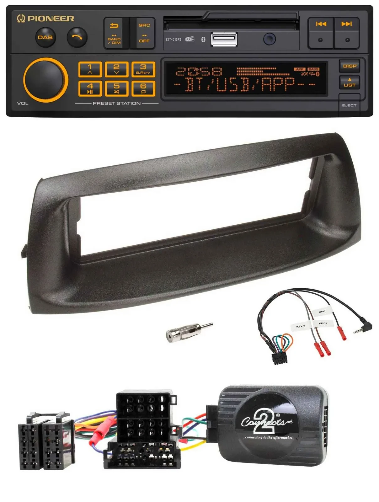 Автомагнитола Pioneer DAB, USB, Bluetooth для Fiat Punto 1999–2005, совместима с кнопками на руле