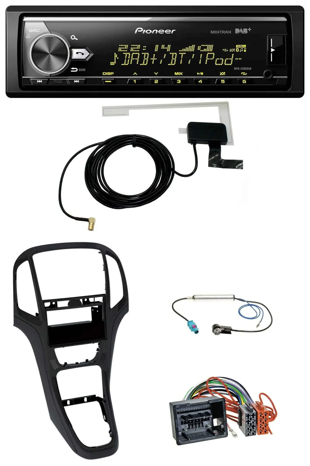 Pioneer Bluetooth DAB USB MP3 Autoradio für Opel Astra J ab 2009 Perl schwarz