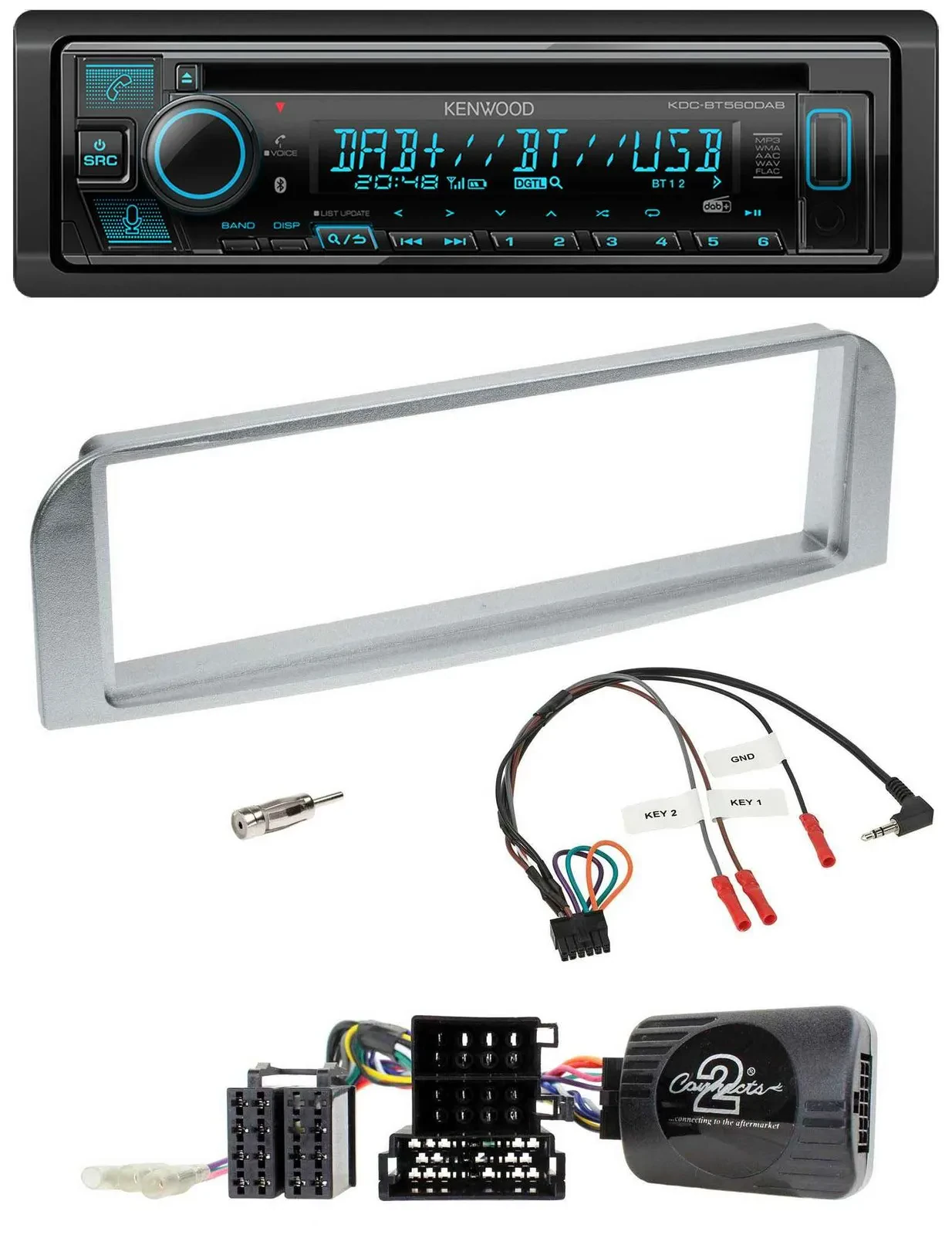 Kenwood Bluetooth DAB CD Lenkrad USB Autoradio für Alfa GT 147 2007-2010 silberg