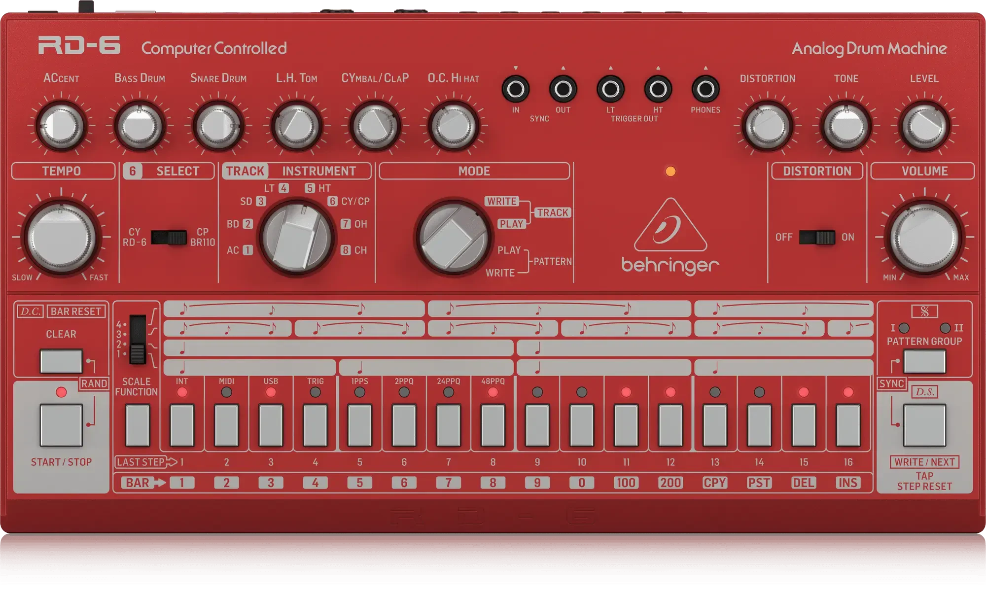 Драм-машина аналоговая Behringer RD-6-RD Red