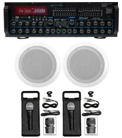 Technical Pro MM2000BT Bluetooth Karaoke Mixer System+(2) 6.5" Ceiling Speakers