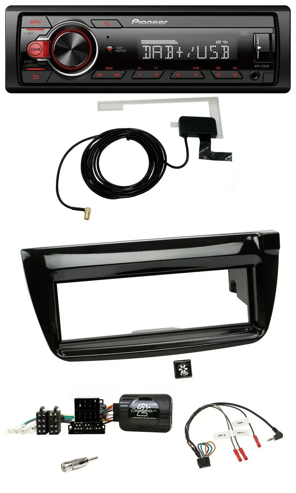 Автомагнитола для Fiat Doblo 2012–2015 Pioneer 1-DIN MP3 DAB USB, чёрный (piano black)