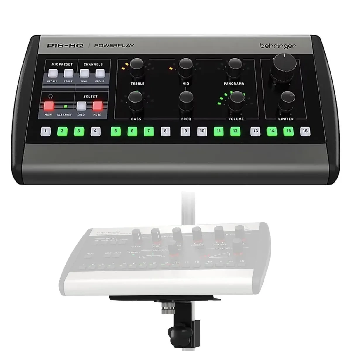 Behringer P16-HQ POWERPLAY 16-Channel Personal Monitoring Mixer with Mounting Br