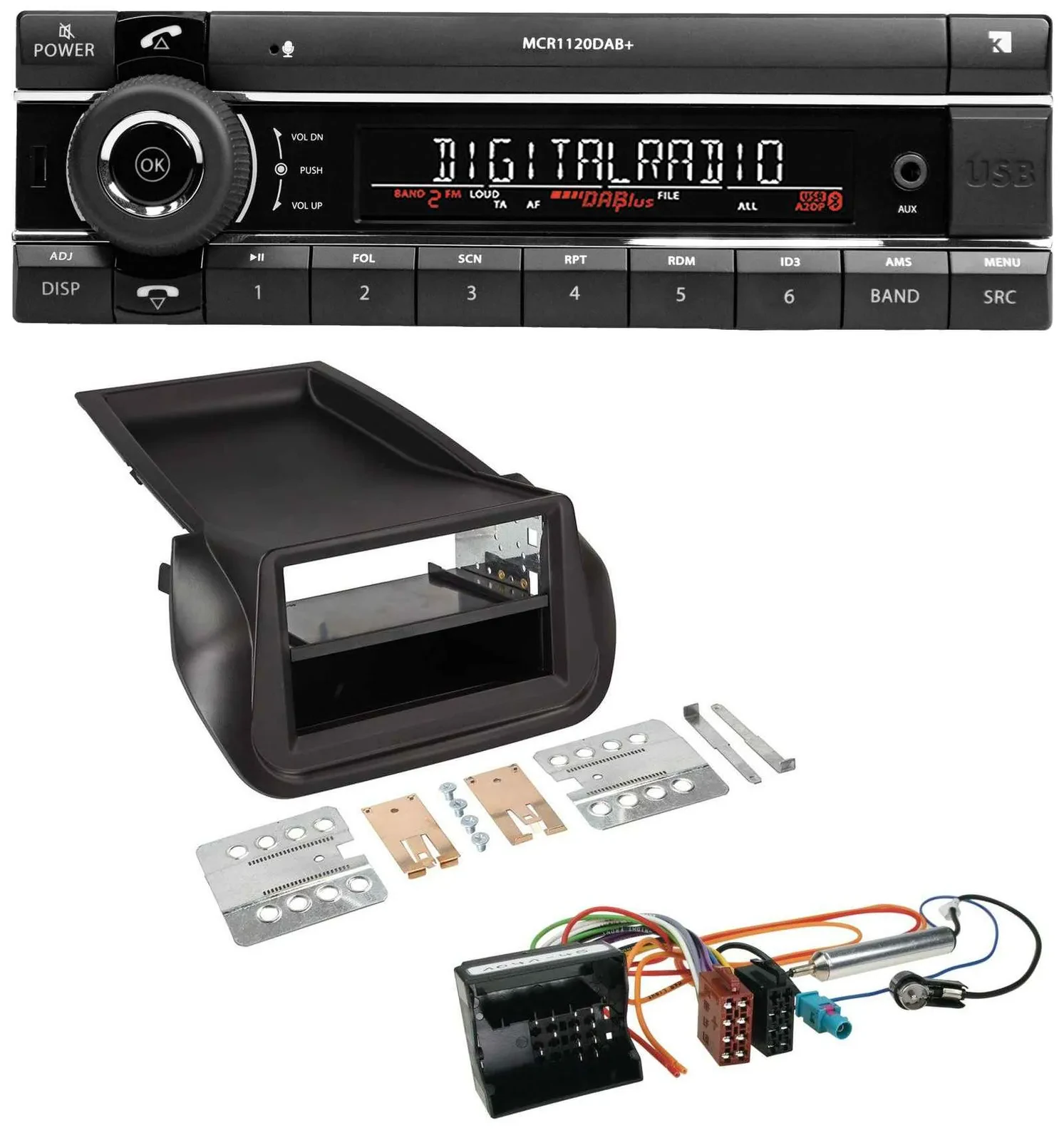 Kienzle Bluetooth MP3 USB DAB Autoradio für Citroen Nemo Peugeot Bipper ab 2008