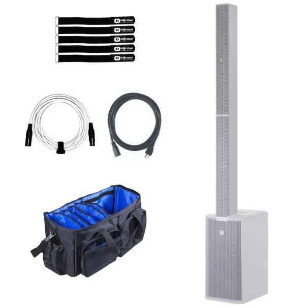 LD Systems MAUI 11 G3 W White Portable Powered Active Column PA System Package