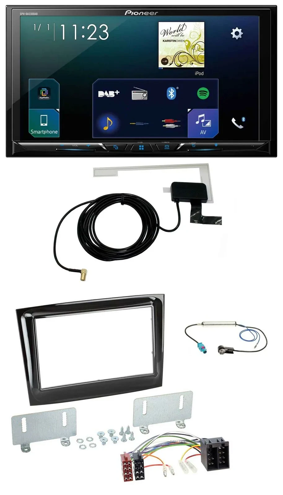Pioneer 2DIN DAB USB MP3 Bluetooth Autoradio für Fiat Doblo ab 15 piano schwarz