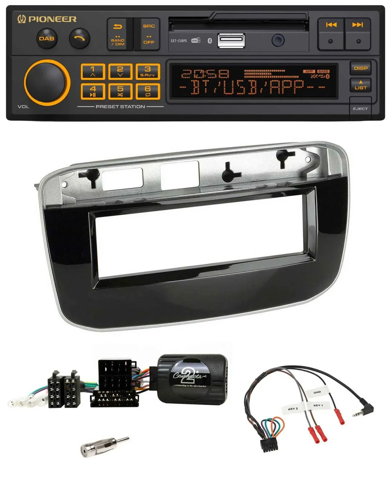 Автомагнитола для Fiat Punto/Punto Evo Pioneer DAB, USB, Bluetooth, поддержка кнопок на руле, с 2009 г