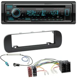 Автомагнитола для Fiat Panda (с 2012) Kenwood MP3 Bluetooth DAB USB CD, черная