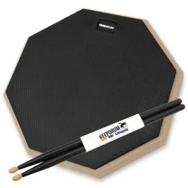 keepdrum Übungspad DP-BK12 schwarz 12 Zoll mit keepdrum Drumsticks 5BB 1 Paar