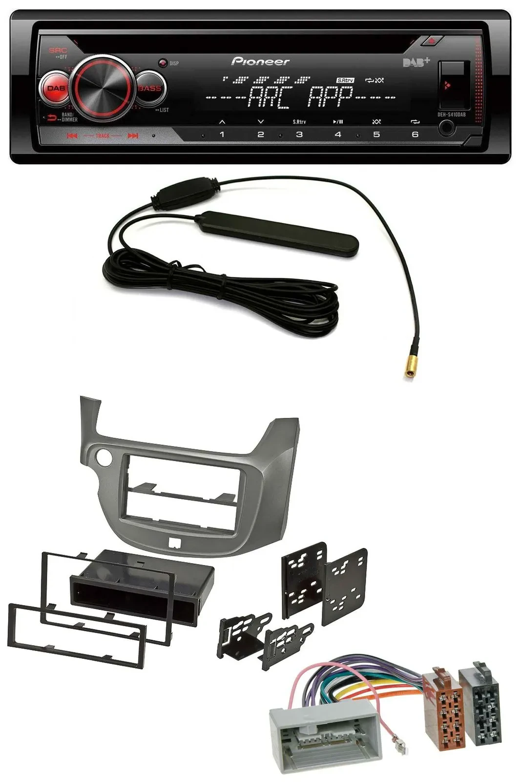 Pioneer CD USB AUX DAB MP3 Autoradio für Honda Jazz (ab 2009) - silber