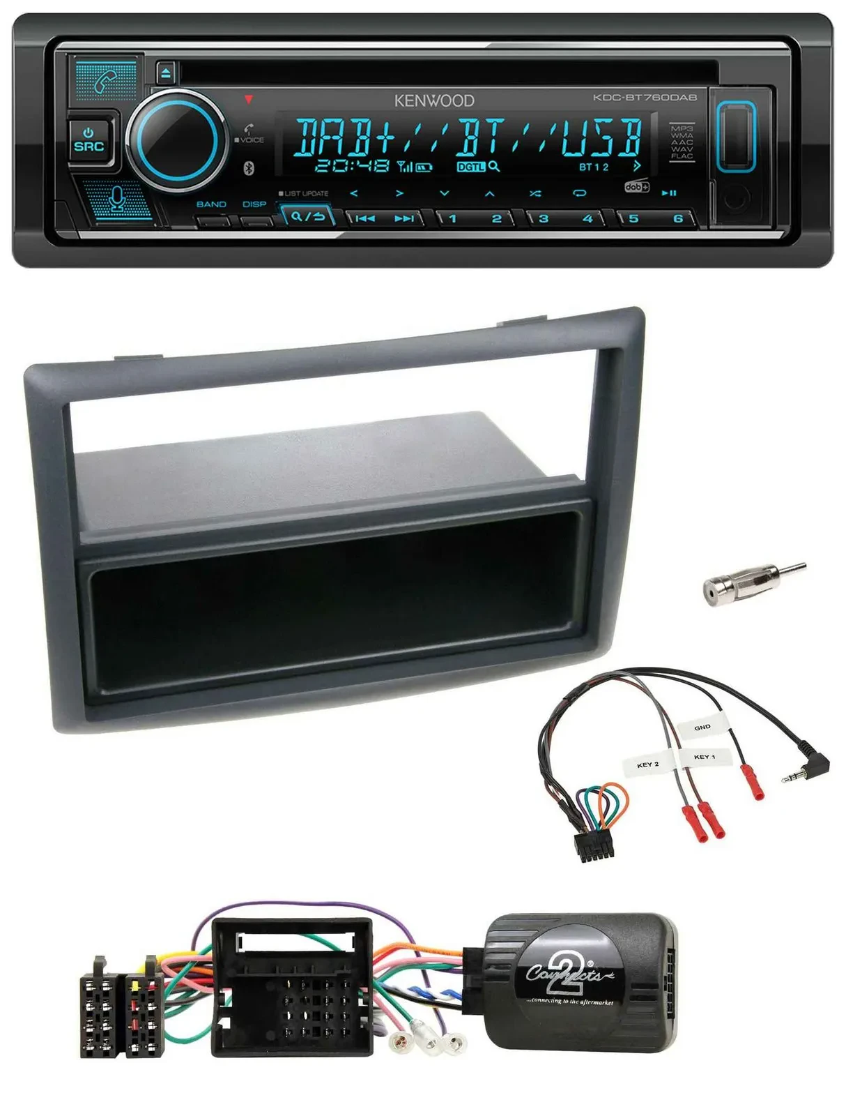 Автомагнитола Kenwood Bluetooth DAB USB CD для Renault Megane (2009–2012)
