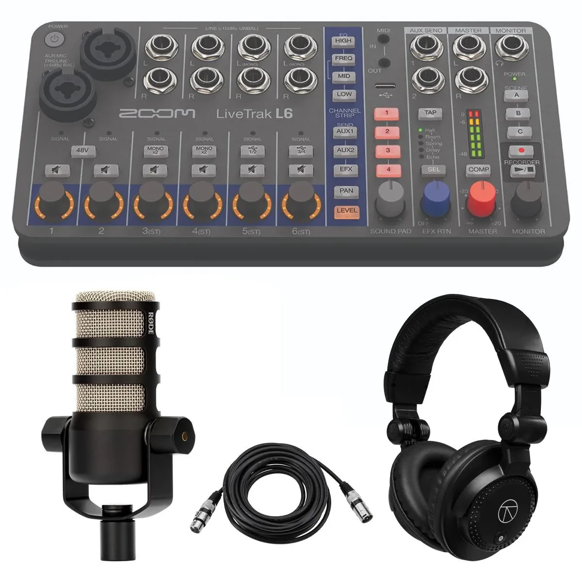 Zoom LiveTrak L6 10-Track Compact and Portable Digital Mixer/Recorder, Bundle wi