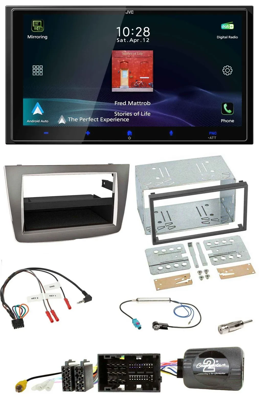 JVC USB Bluetooth 2DIN DAB Lenkrad Autoradio für Alfa Romeo Mito 2014-2018 silbe