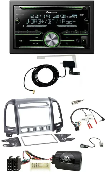 Pioneer CD USB Lenkrad Bluetooth 2DIN DAB Autoradio für Hyundai Santa Fe 4 Schal