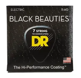 Струны для 7-струнной электрогитары DR Strings BKE7-11 Black Beauties 11-60