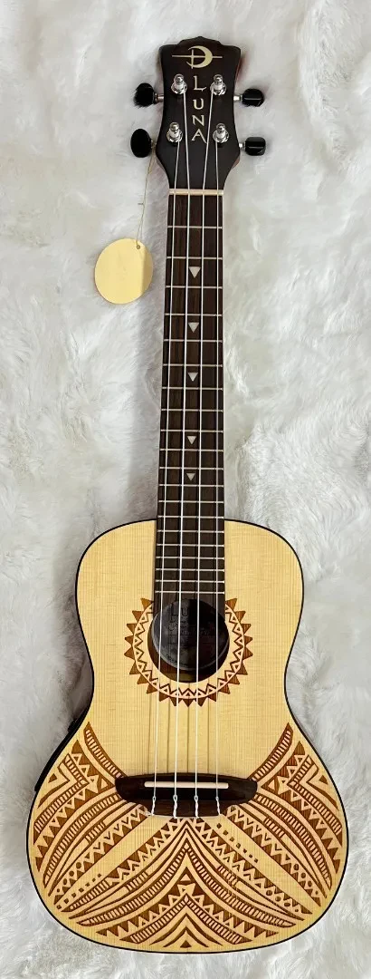 Luna Guitars Luna UKE TAPA SPR Luna Concert Solid Spruce Top Acoustic Electric Ukulele w/ Bag