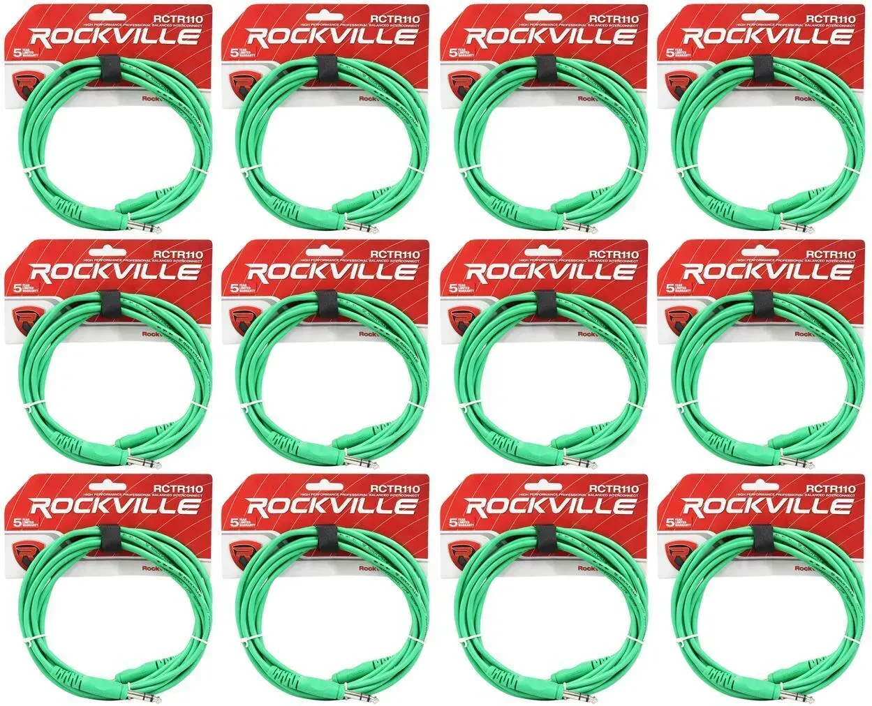 Коммутационный кабель Rockville RCTR110G Green 3 м (12 штук)