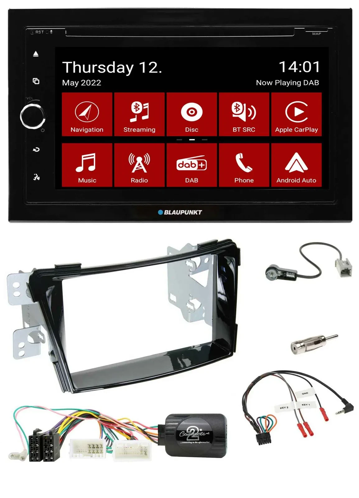 Blaupunkt Lenkrad DVD Bluetooth DAB 2DIN USB Autoradio für Hyundai i40 ab 2011 V