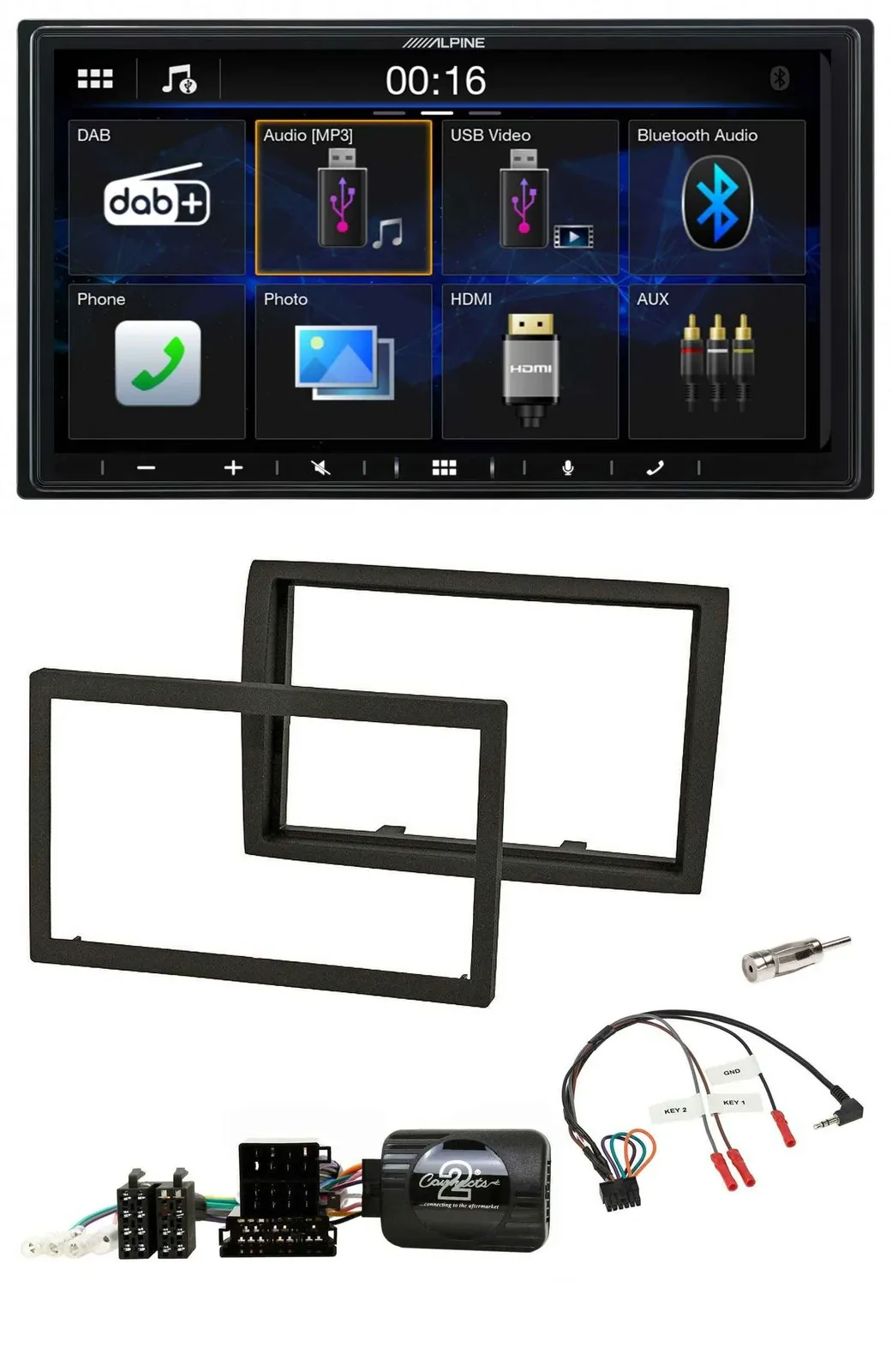 Alpine Bluetooth 2DIN Lenkrad DAB USB Autoradio für Fiat Ducato