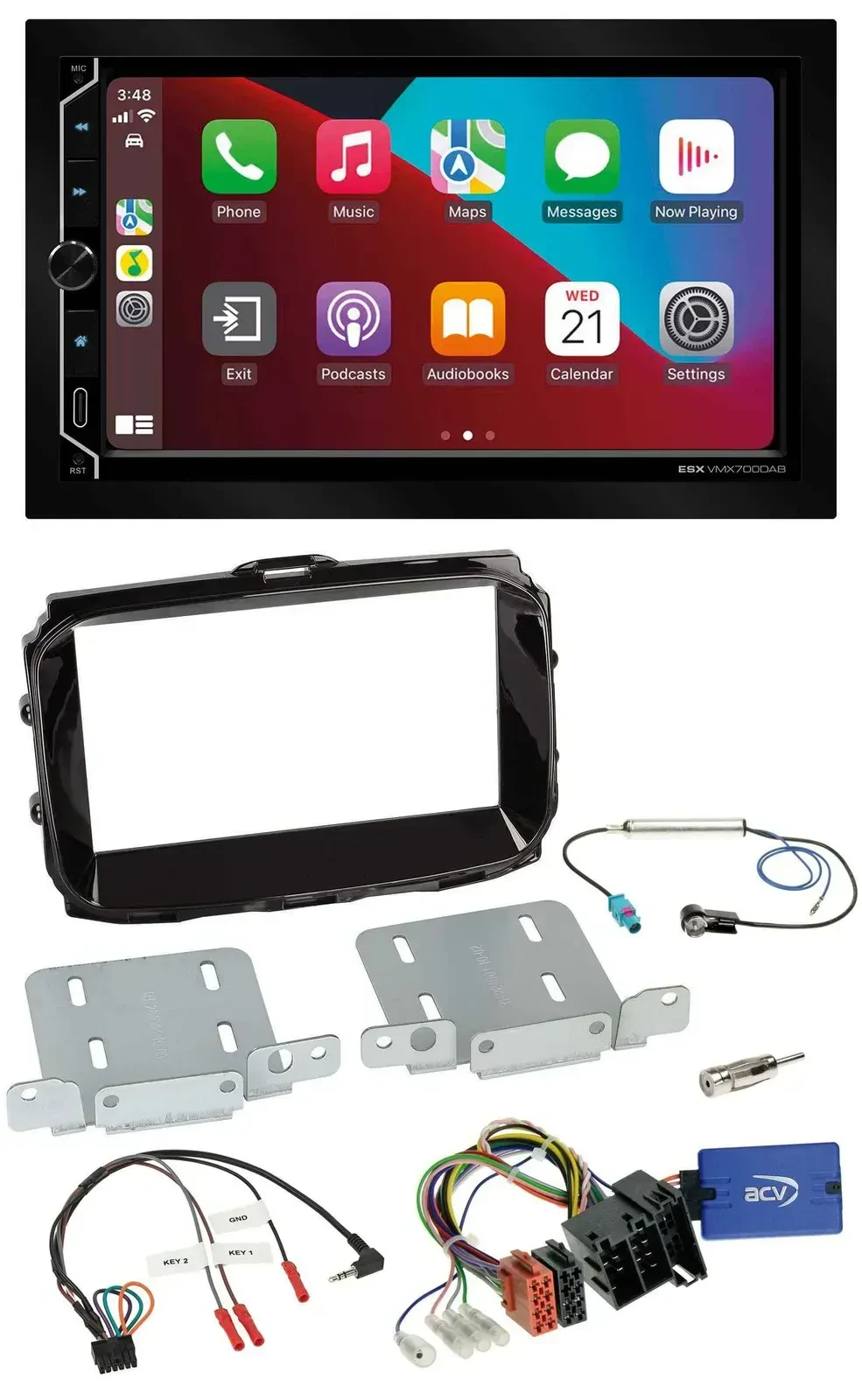 ESX 2DIN DAB USB Lenkrad Bluetooth Autoradio für Alfa Giulietta ISO 2013-2021 pi