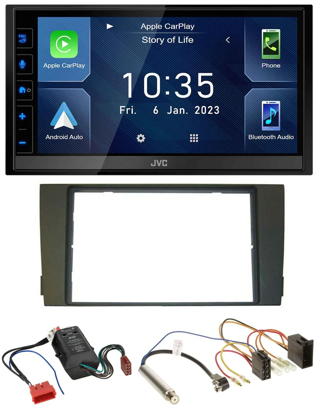 JVC DAB Bluetooth MP3 USB 2DIN Autoradio für Audi A6 01-05 C5 Bose Aktivsystem M