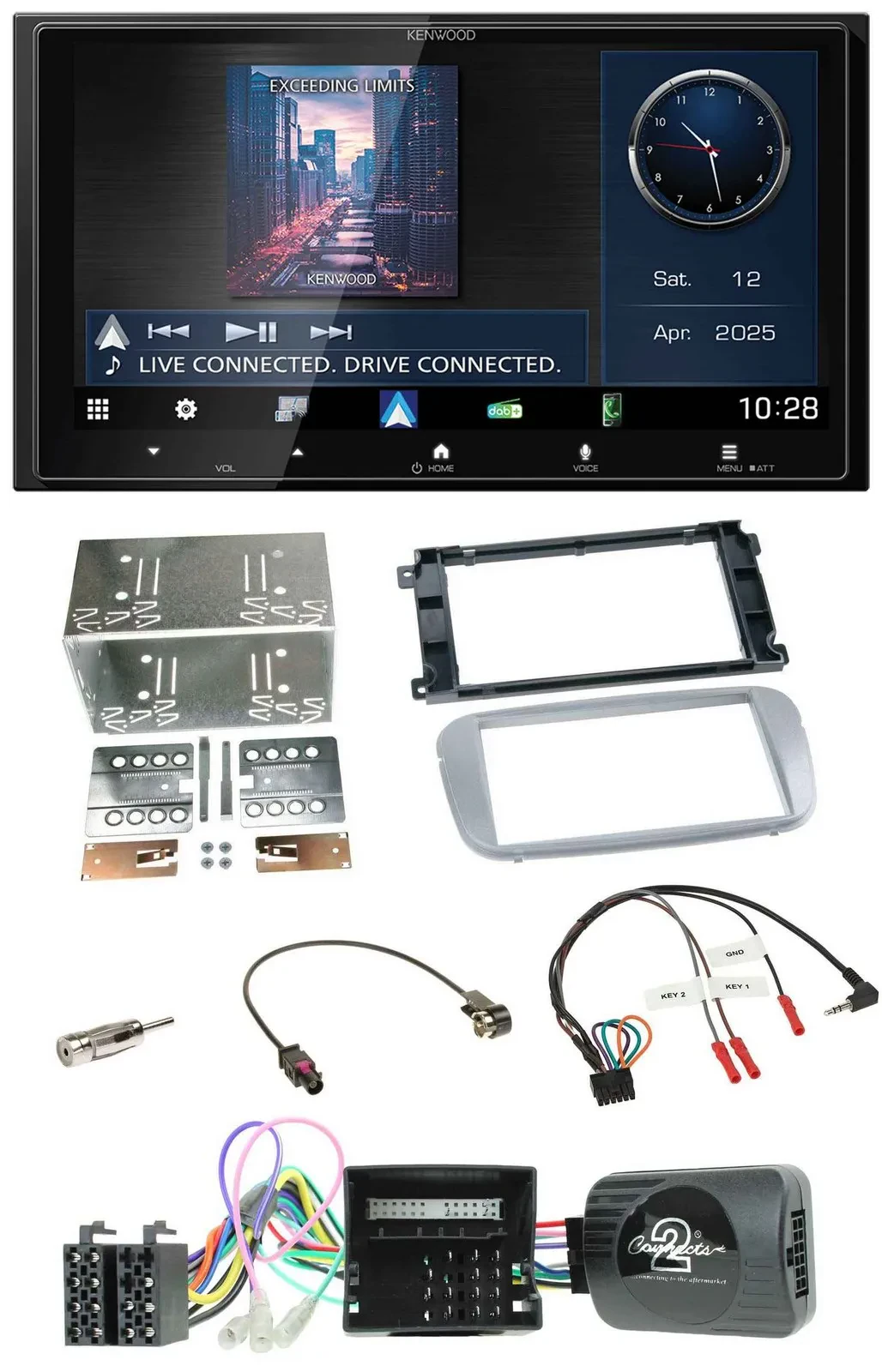 Kenwood Bluetooth 2DIN USB DAB Lenkrad Autoradio für Ford Mondeo S-Max Profi sil