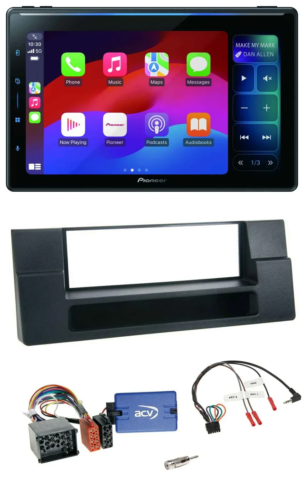 Pioneer Bluetooth DAB Lenkrad USB Autoradio für BMW 5er Ablage Rundpin