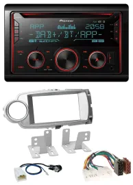 Автомагнитола Pioneer 2DIN DAB Bluetooth USB CD для Toyota Yaris 2011–2014 серебристая