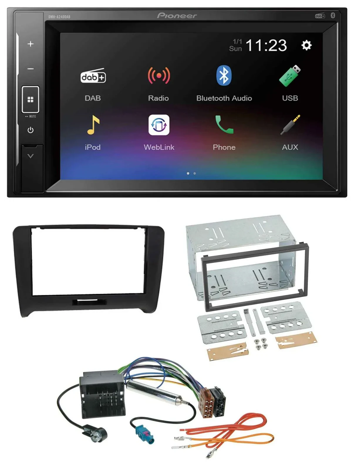 Pioneer DAB MP3 2DIN Bluetooth USB Autoradio für Audi TT (06-14) Quadlock