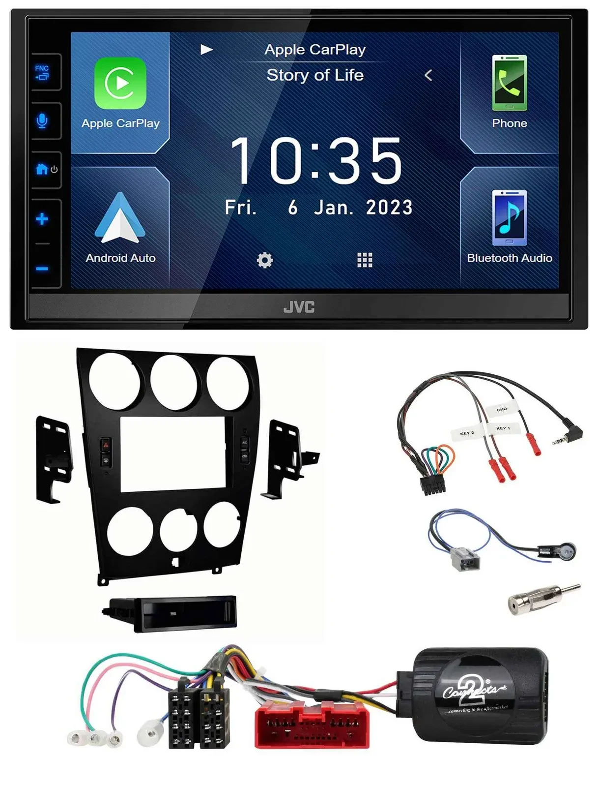 JVC DAB Bluetooth Lenkrad USB 2DIN Autoradio für Mazda 6 2006-2008