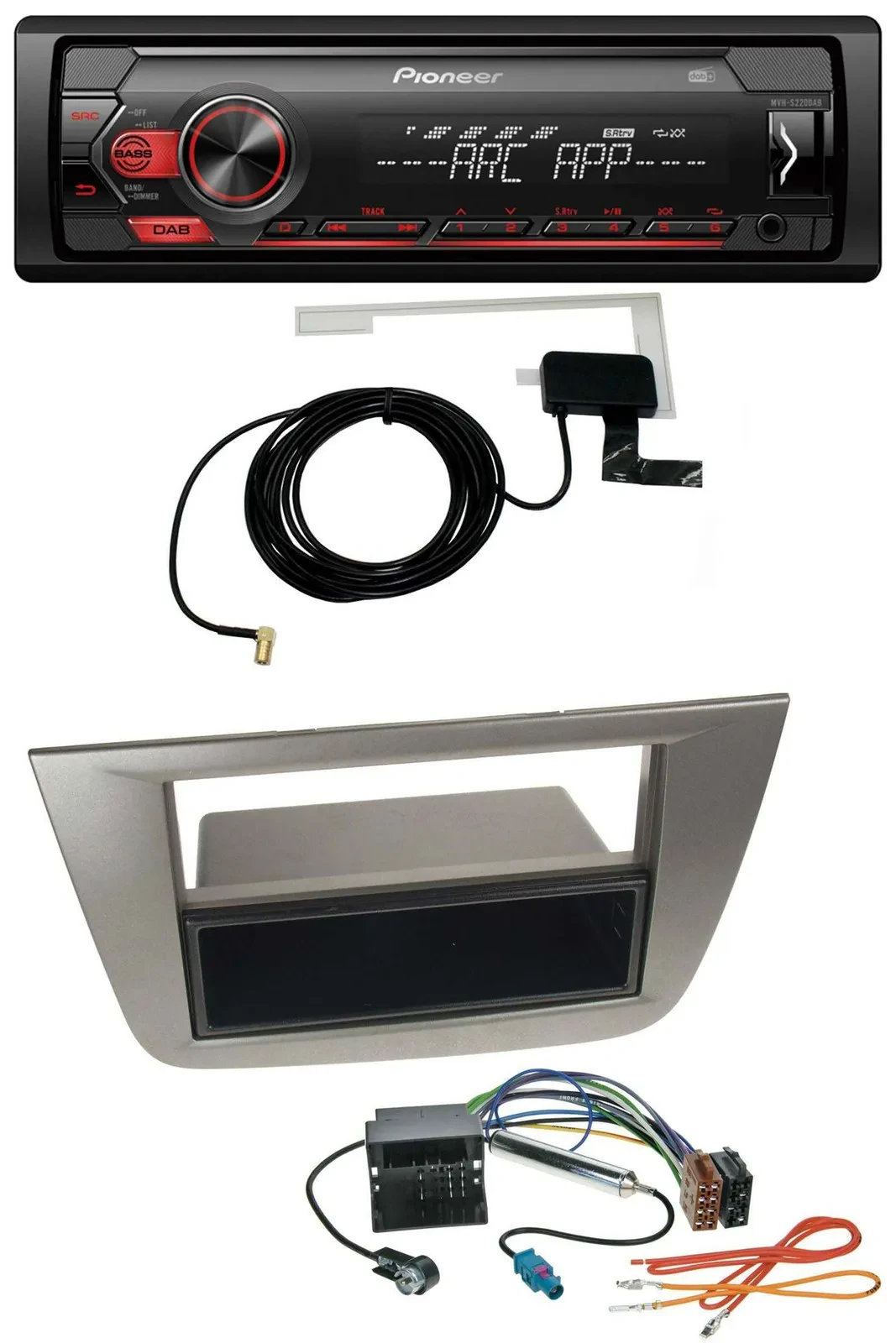 Автомагнитола для Seat Altea/Toledo (с 2005) Pioneer 1DIN USB DAB MP3 AUX антрацит металлик