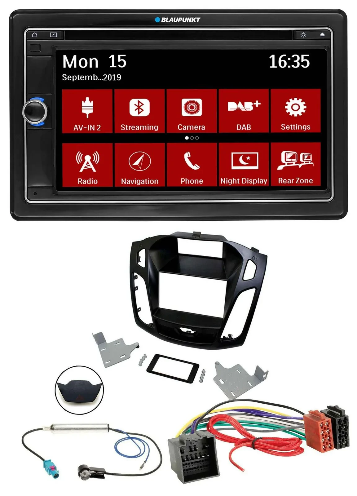 Автомагнитола Blaupunkt 2DIN, Bluetooth, DAB, USB, DVD, MP3, для Ford Focus (с 2018), черная