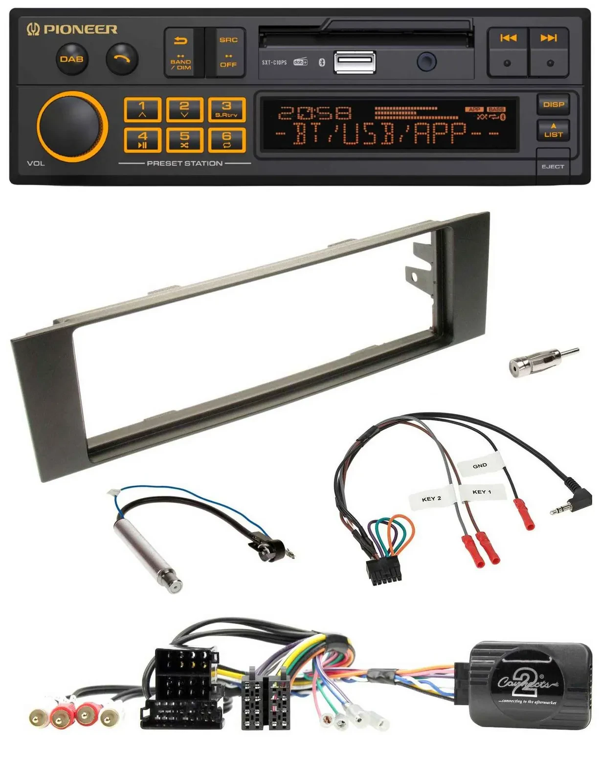 Автомагнитола для Audi A3 (2003–2006) Pioneer DAB, USB, Bluetooth, поддержка кнопок на руле